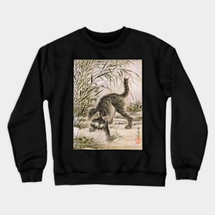 Cat catching a frog Crewneck Sweatshirt